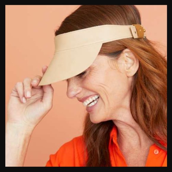 NWT Lack of Color Tan Beige Vegan Faux Leather Adjustable Visor Hat Cap $150.00 - Picture 5 of 12